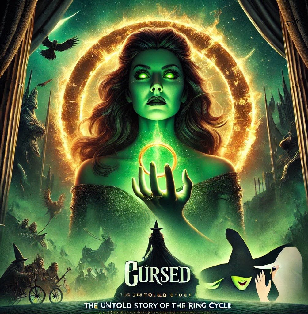 🎭 What if Wagner’s Ring Cycle got a Wicked makeover? 💚
Brünnhilde: misunderstood rebel, defiant antihero, ready for her Defying Gravity moment.

Introducing Cursed: The Untold Story of the Ring Cycle—Broadway glitz meets operatic drama. Would you watch it? 👇

#WickedRingCycle