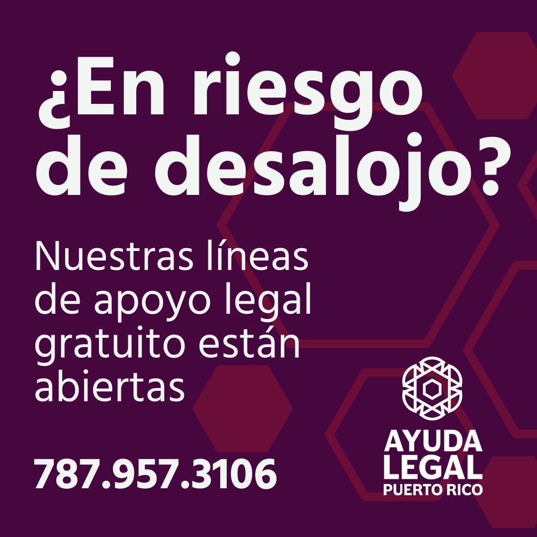 ¡Las líneas de apoyo legal abrieron!

✨Asesoría legal GRATIS sobre vivienda (desahucios, ejecuciones, discrimen y desastres) llama al 787-957-3106

✨ Información legal sobre cualquier tema en el chat de apoyo legalen ayudalegalpr.org

Conocer tus derechos es poder