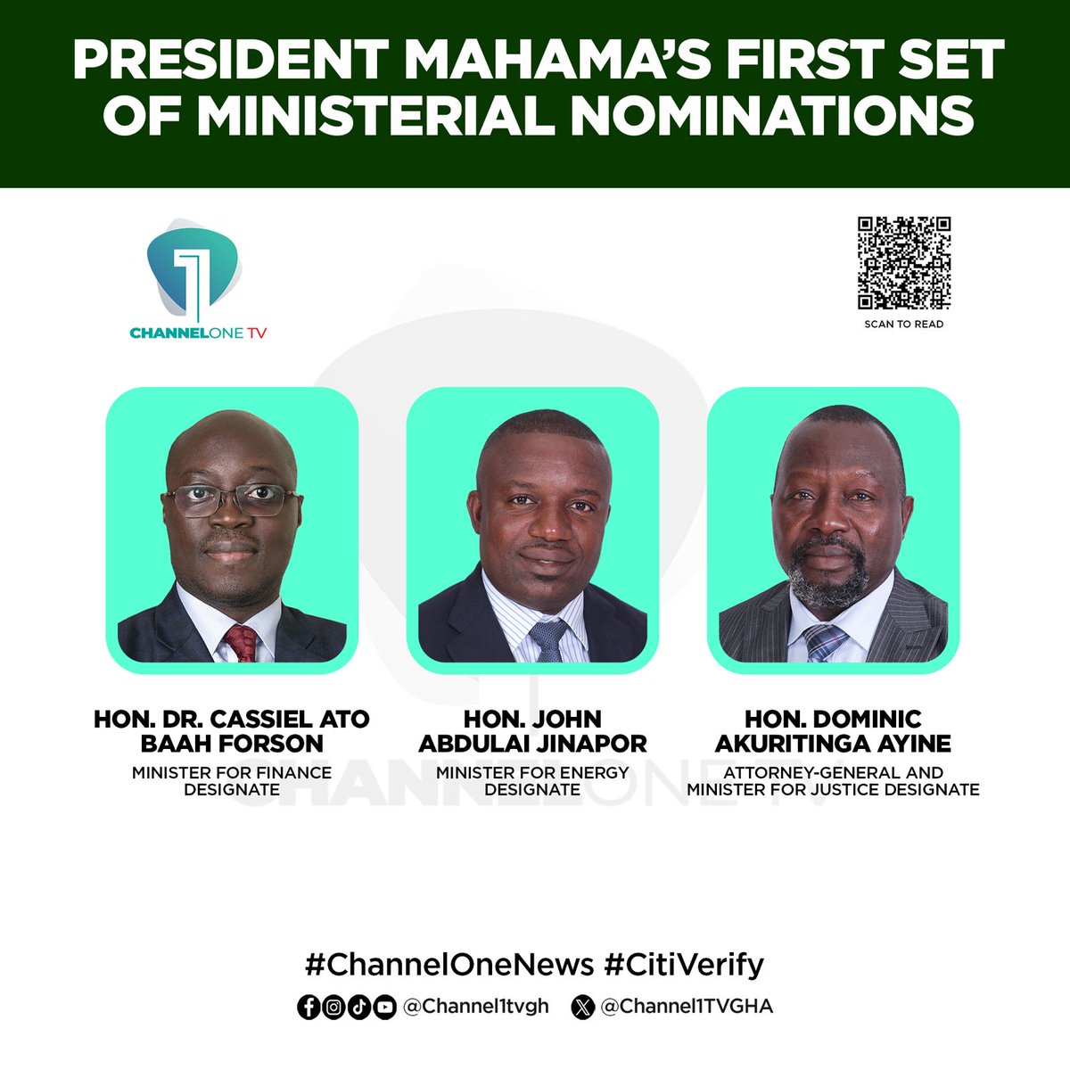 🇬🇭 First Batch of Ministerial Appointments by President Mahama:
Here’s a look at the key figures chosen to lead Ghana’s government.

#CitiVerify #ElectionBureau #GhanaPolls2024