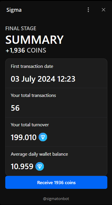 SecretoDefi's tweet photo. ¿Habéis sido unos usuarios activos en la red de Ton? 🤔

Si habéis estado siguiendo algunos de los posts que hice sobre la narrativa Tap2Earn seguramente habrás calificado para este Airdrop 😏

Airdrop totalmente GRATIS ‼️

En función de tu actividad y tus holds (al conectar la wallet) tendrás más o menos allocation de tokens $SIGMA 🪂

Puedes comprobarlo aquí mismo:

🔗  https://t.co/zyBxb49Ni7

Por aquí 1936 tokens 🔥

Si queréis acumular más tokens ya sabéis que podéis ir completando las diferentes tareas offchain

¡Eso es todo de momento!

Expectativas bajas cómo siempre 😉