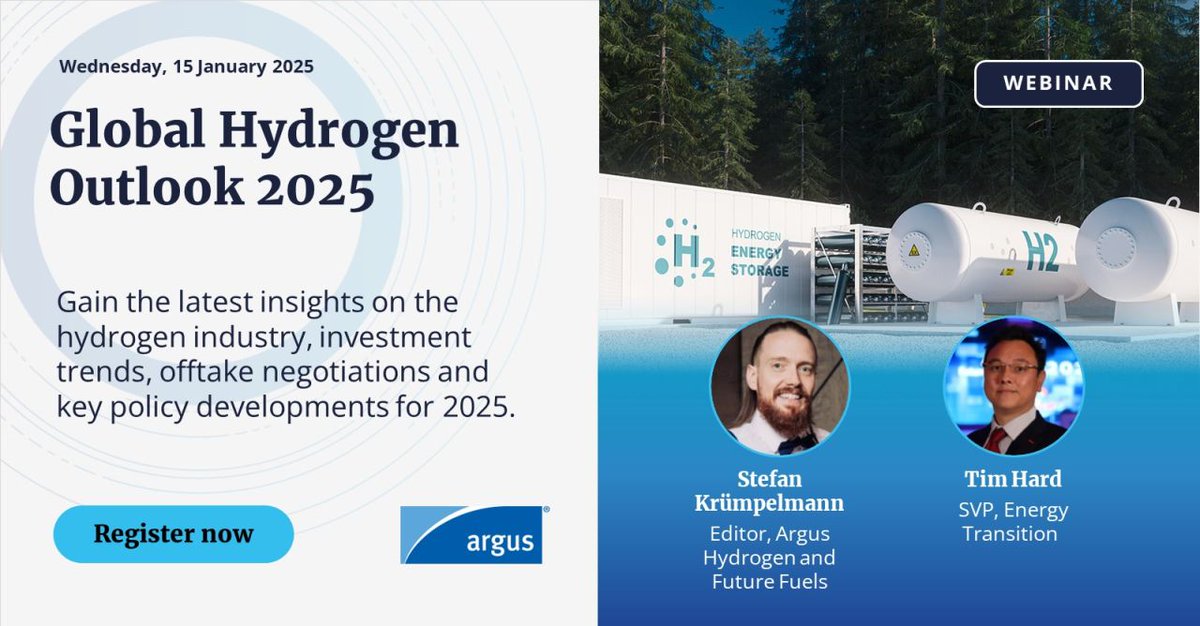 Complimentary #hydrogen webinar, register here: okt.to/V89PQL. 

Dial back up on Weds 15th Jan as we recap 2024 &amp; look to H1: 

• Industry bright spots 
• Hard investment drivers
• Options for offtakes 
• Key policy developments needs for 2025