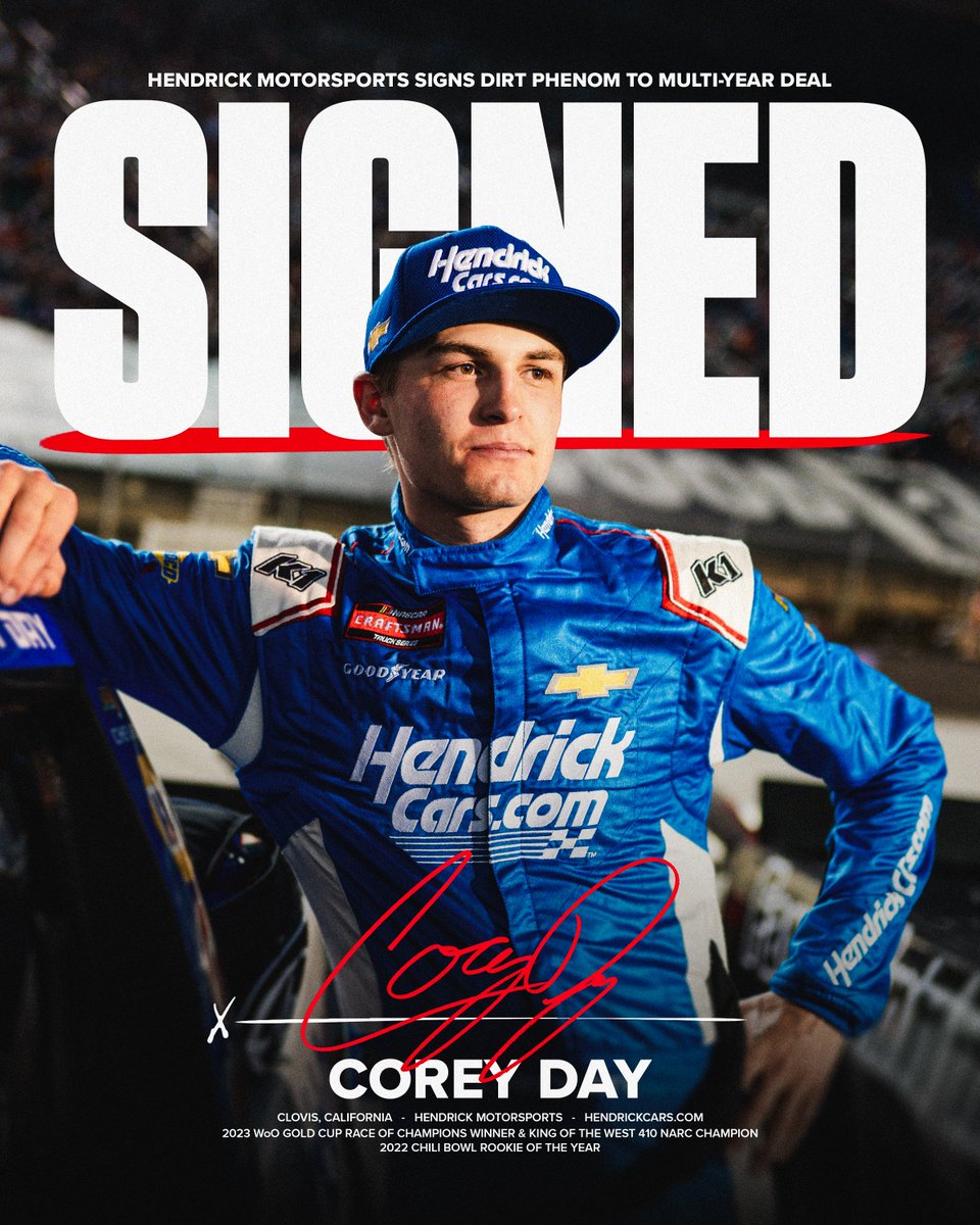 New driver. New energy. Welcome to Hendrick Motorsports, <a href="/corey_day_/">Corey Day</a> ! 

Read all about it ➡️ bit.ly/4h73iN0