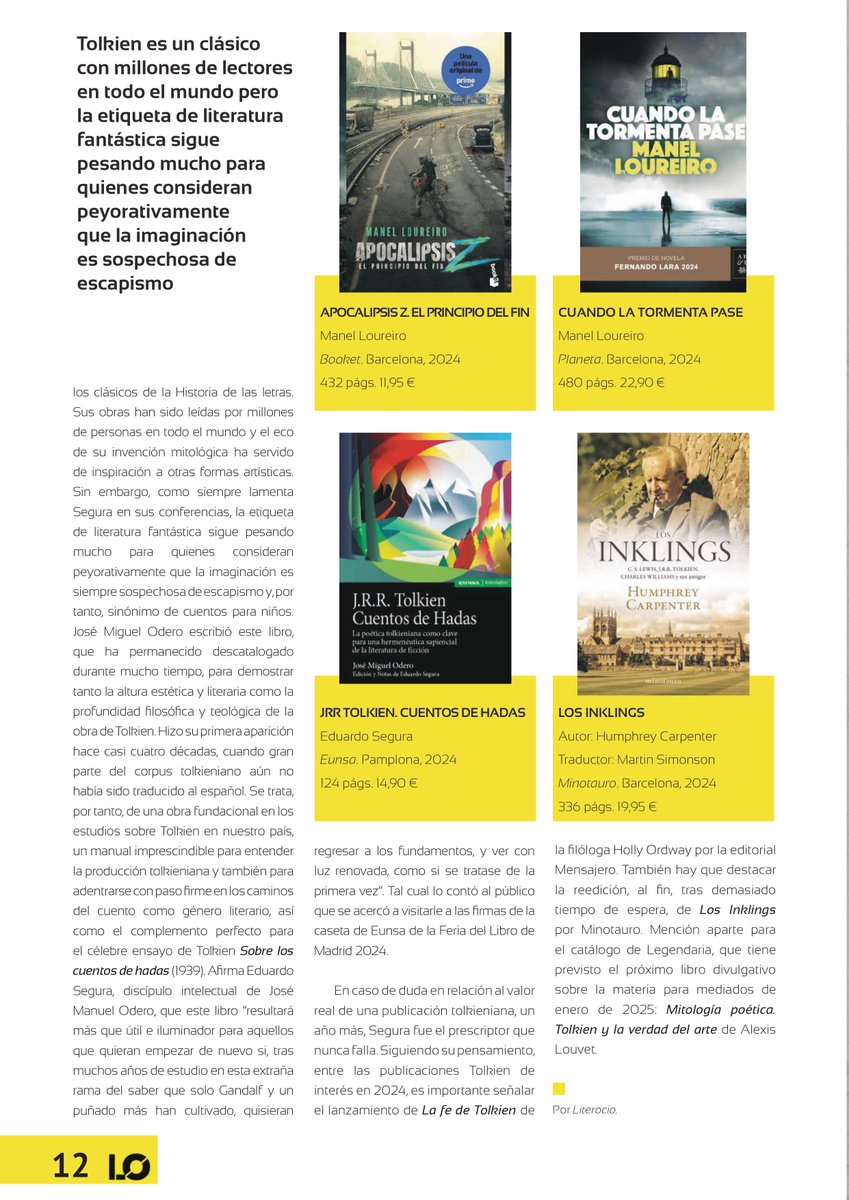 📰 En Portada | LOmagazine 
✍️ Literocio
Literatura de impacto (y otras literaturas que debieran impactar)
. Protagonista 2024: <a href="/Manel_Loureiro/">Manel Loureiro</a> 
. Año Tolkien: #EduardoSegura #MartinSimonson
. ¿Dónde están las Crónicas de Narnia?
⚡#LOmagazine N1 gratuito literocio.com