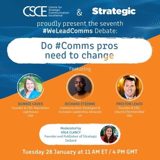 #Strategic is proud to co-sponsor the #WeLeadComms 2025 series of debates, with the this year’s first, on the question of “Do #Comms Pros Need to Change?” taking place on 28 January at 4PM GMT/11AM Eastern.

For more, and to register for free, visit: buff.ly/3Wcl1dD