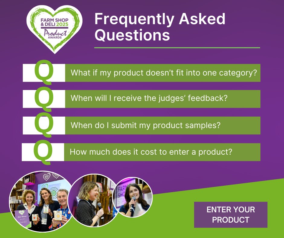 FarmShop_Deli's tweet image. If you're unsure of something related to your application or how the process works, make sure you head over to our FAQs page &amp;gt;&amp;gt; ow.ly/7V9i50UCtuR

➡️ Make sure you get your entries in by the deadline on the 27th January 2025.

#FSDAwards #ProductAwards #EnterNow #Deadline