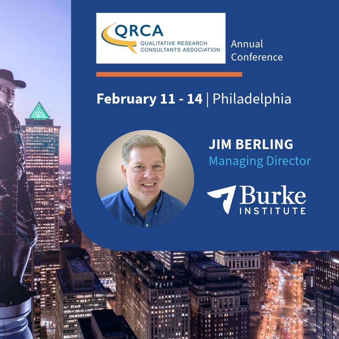 Jim Berling is attending @QRCA's Annual Conference next month in #Philadelphia. 🏙️🔔  

If you're attending, be sure to connect with him!

#BurkeInstitute #MRX #Insights #Qualitative #QRCA2025