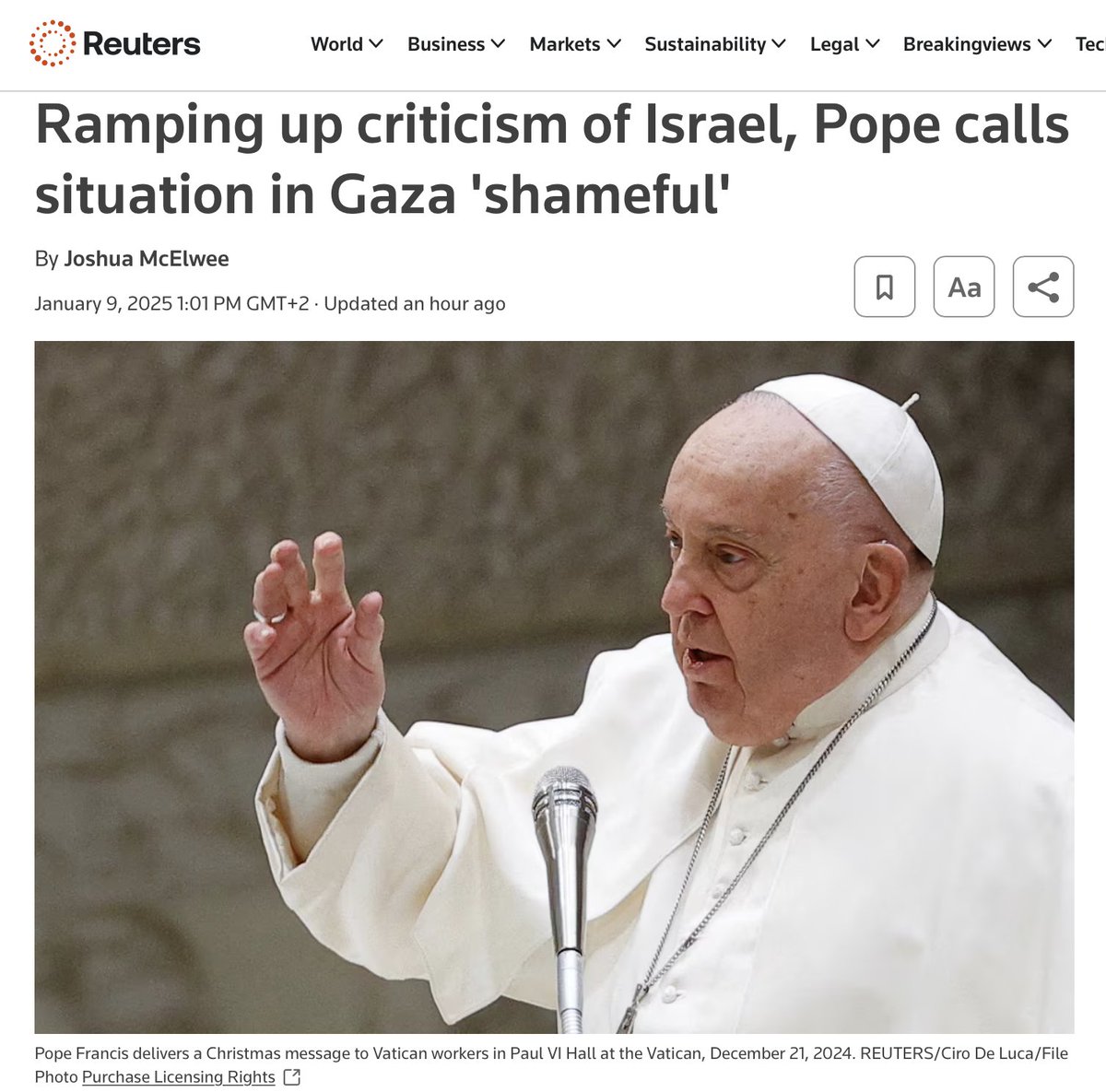 What is "shameful" <a href="/Pontifex/">Pope Leo XIV</a>, is that you continue to shill for Hamas.