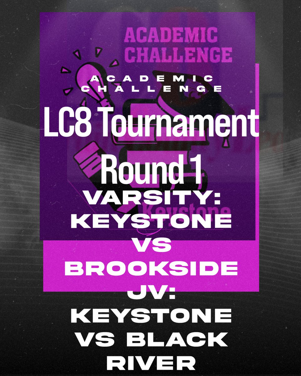 Round One of the LC8 Academic Challenge Tournament is tonight at 4!

Keystone Varsity opens up against Brookside!

JV plays against Black River!