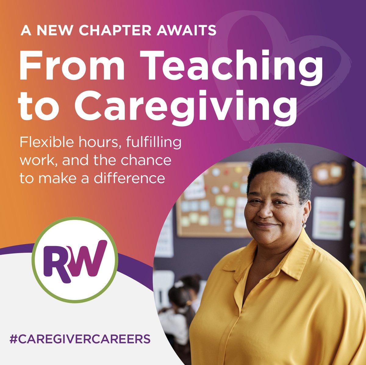 Teachers, your skills in patience, compassion, and dedication make you natural caregivers. If you're looking for a career change where you can continue to make a meaningful impact, caregiving could be the perfect fit. here: RewardingWork.org.

#CaregiverCareers