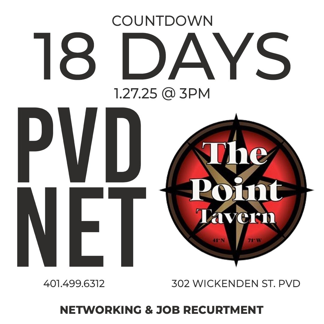 PVDNetworking's tweet image. 🌟 18 Days Away! 🌟

The first PVD NET Networking Event is just around the corner!

📅 Event Details:
🗓️ January 27, 2025
⏰ 3:00 PM
📍 The Point Tavern, Providence

#PVDNET #Networking #ProvidenceEvents #RhodeIslandNetworking #GrowYourNetwork #ProfessionalConnections