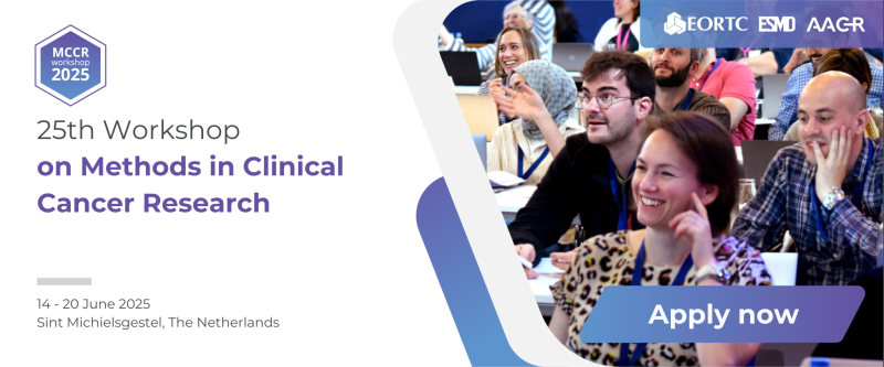 EORTC's tweet image. 📢 Applications open to participate in a once in a lifetime #MCCRworkshop
📅 Date: 14-20 June 2025
👉 Apply now: event.eortc.org/mccr2025/appli…
#MCCRworkshop #clinicaltrials #clinicaltrialdesign #clinicalresearch @myESMO @AACR