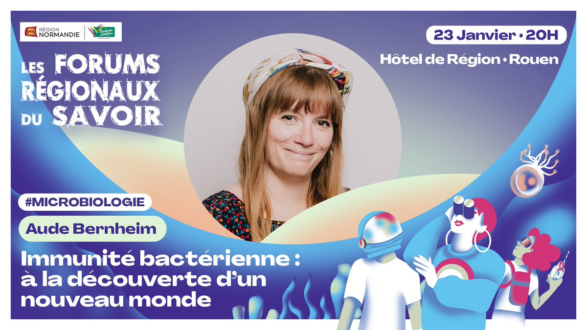 scienceaction (@sanormandie) on Twitter photo 🔬 Aude Bernheim (<a href="/AudeBer/">Aude Bernheim</a>) vous donne l’occasion de plonger dans un univers où les bactéries luttent contre leurs virus et redessinent les frontières de l’immunologie ! Ce Jeudi 23 Janvier à 20h pour l'ouverture des Forums du Savoir 2025. Inscription 👉 bit.ly/402sAVD 🔬 Aude Bernheim (<a href="/AudeBer/">Aude Bernheim</a>) vous donne l’occasion de plonger dans un univers où les bactéries luttent contre leurs virus et redessinent les frontières de l’immunologie ! Ce Jeudi 23 Janvier à 20h pour l'ouverture des Forums du Savoir 2025. Inscription 👉 bit.ly/402sAVD