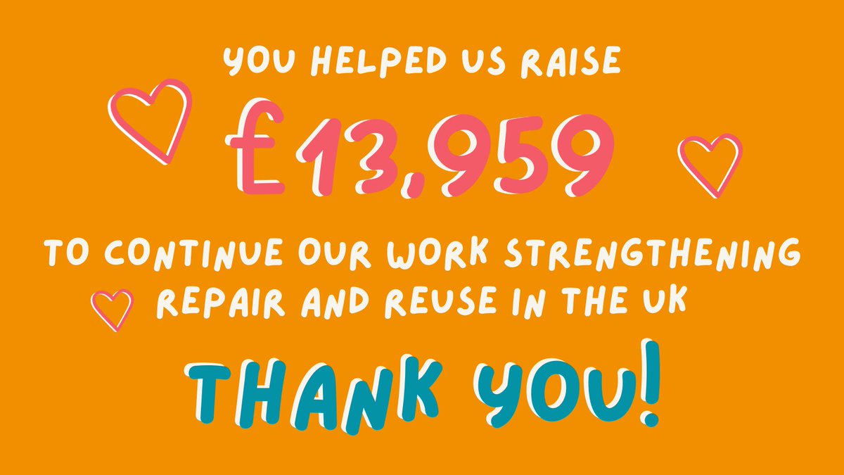 We really cannot thank you enough for your generosity! ⁠A whopping 209 supporters donated to our fundraiser🤯

We could not do this without you and are so excited to show you what we have planned to keep fighting for a more repairable world.

Thank you 💚 from the Restart team