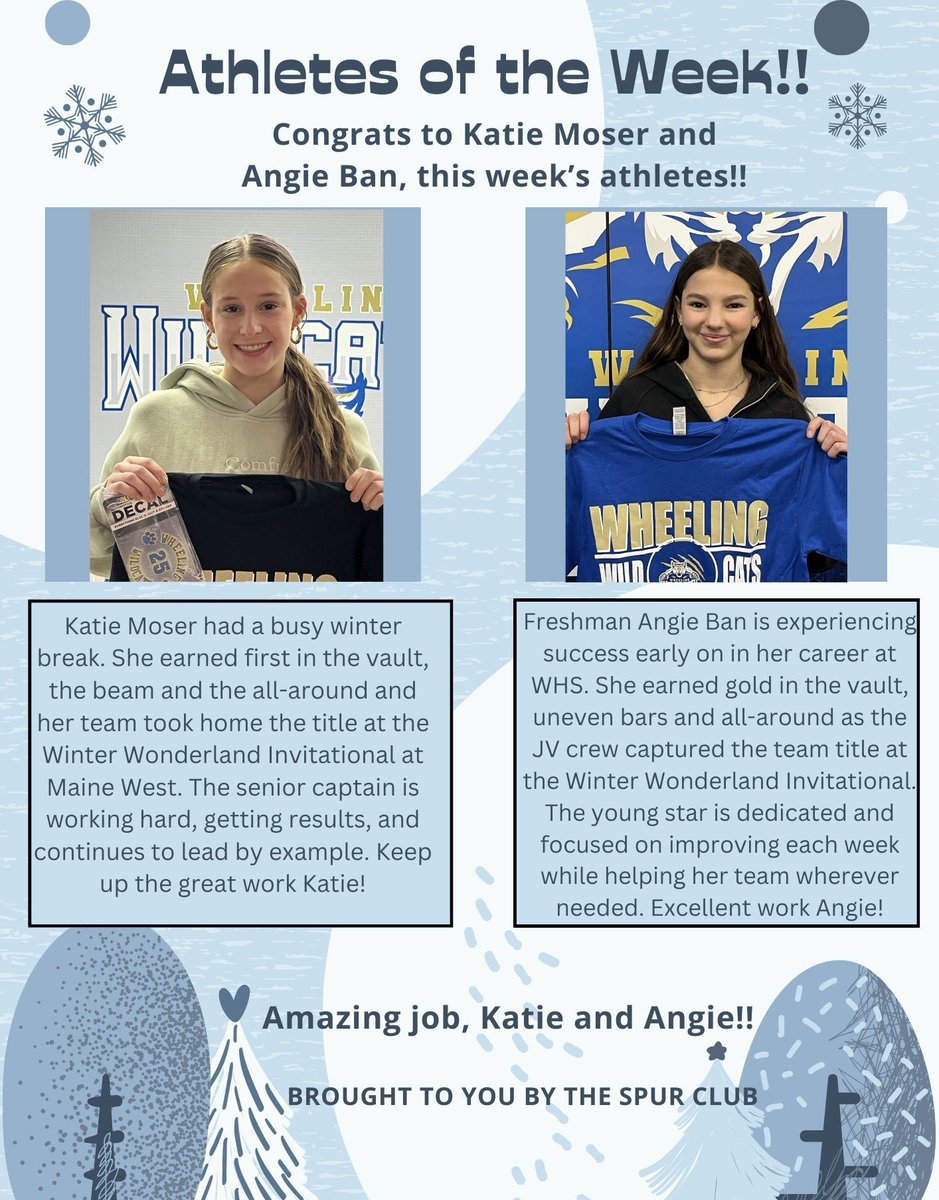 Congratulations to Katie and Angie on being named Athletes of the Week! 🤸‍♂️🐱💙🏆🔥