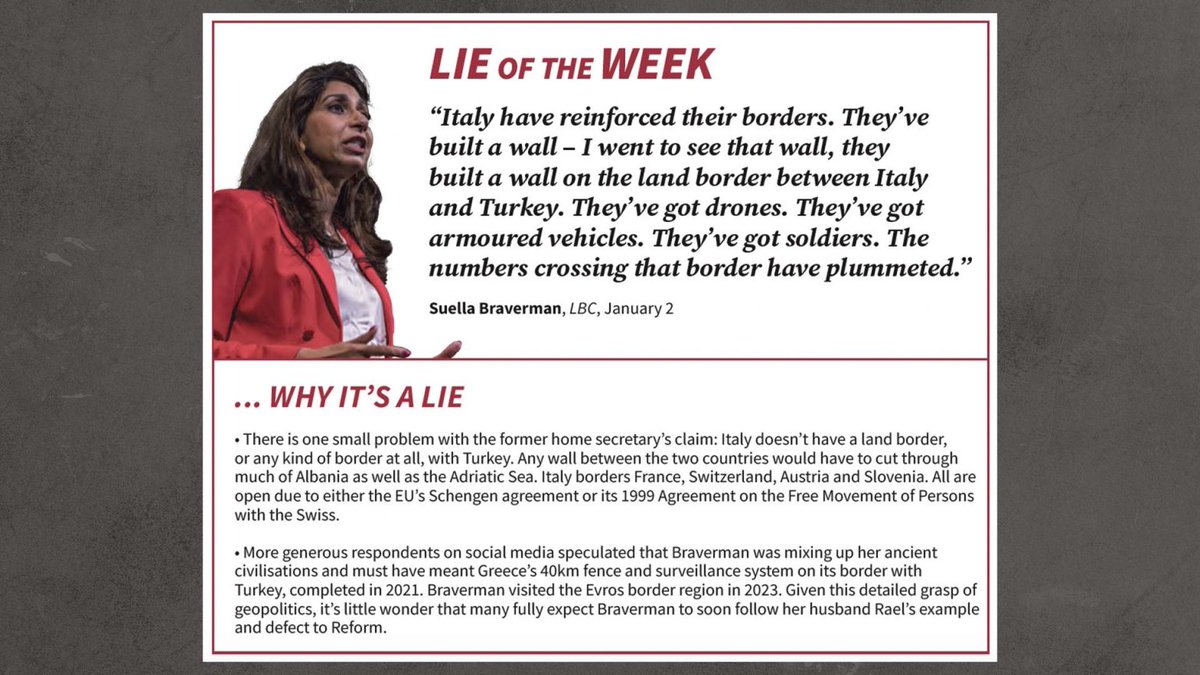 Lie of the week: Suella Braverman on Italy’s ‘borders’...

theneweuropean.co.uk/lie-of-the-wee…