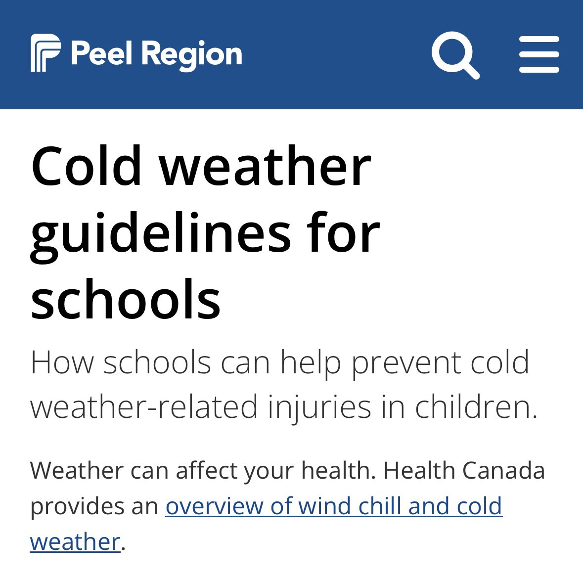 ❄️ Winter is here! Parents/guardians <a href="/DPCDSBSchools/">Dufferin-Peel Catholic District School Board</a> - stay updated and informed about the Cold Weather Guidelines for Schools from the Region of Peel <a href="/regionofpeel/">Peel Region</a> in consultation with Peel Public Health and Health Canada.

Learn more: peelregion.ca/business/teach…
