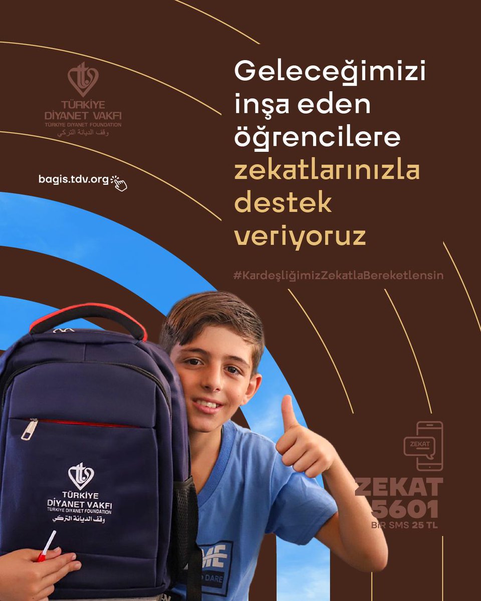 DiyanetVakfi's tweet photo. Geleceğimizi inşa eden öğrencilere zekatlarınızla destek veriyoruz

#KardeşliğimizZekatlaBereketlensin

ZEKAT yazıp 5601'e SMS göndererek 25 TL destek olabilir, https://t.co/oMTpeiVqmo adresinden online bağış yapabilirsiniz. https://t.co/QXLznClO9W