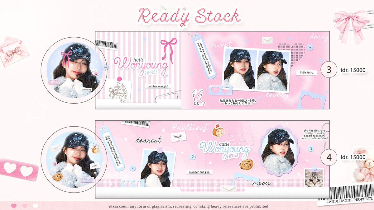 karxomi's tweet image. help repost 😺🫶

halooo ada layout ready stock wonyoung .. pricinya di pict yah free retext — met jajank 🍃

#zonaba #zonauang