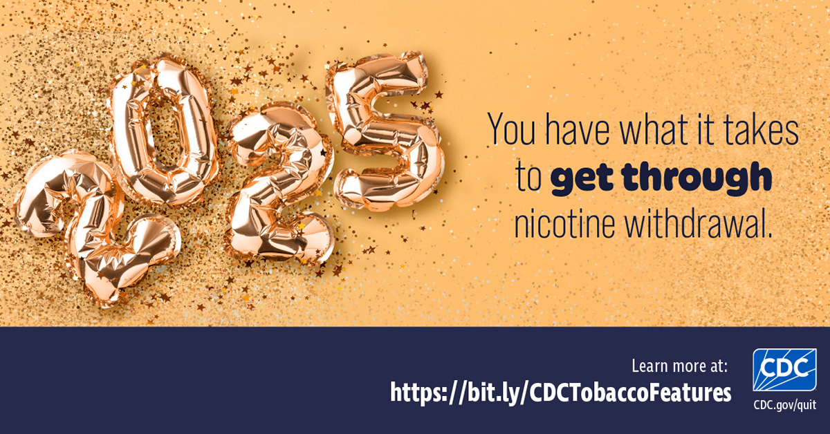 CDCTobaccoFree's tweet image. Struggling with nicotine cravings as you work toward your #NewYearsResolution to quit smoking? We’re here to help! 

Learn more information on common nicotine withdrawal symptoms and how you can manage them: bit.ly/3yetu72