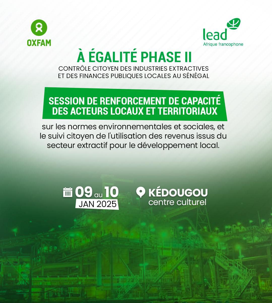 Avec Oxfam, Enda Lead poursuit ses activités de renforcement de capacités des acteurs locaux sur les normes #environnementales et Sociales, et sur le suivi citoyen de l'utilisation des revenus issus du secteur extractif pour un développement local plus inclusif et durable