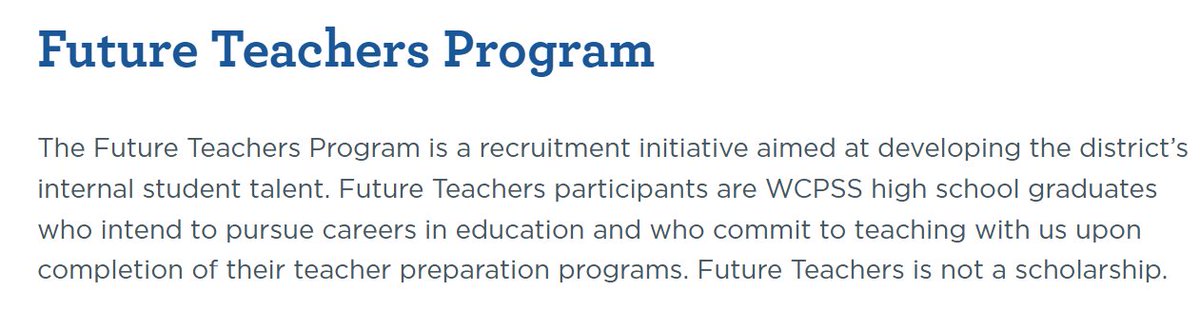 ghhscareers's tweet photo. 🚨 Interested in becoming a teacher? 🚨

The WCPSS Future Teachers program is designed to support and develop the talents of WCPSS high school grads who plan to pursue a career in education and return to teach with us after college! 🌟

Register Here:
https://t.co/hbQ6Sz9Pcp https://t.co/gJ89YaBKCH