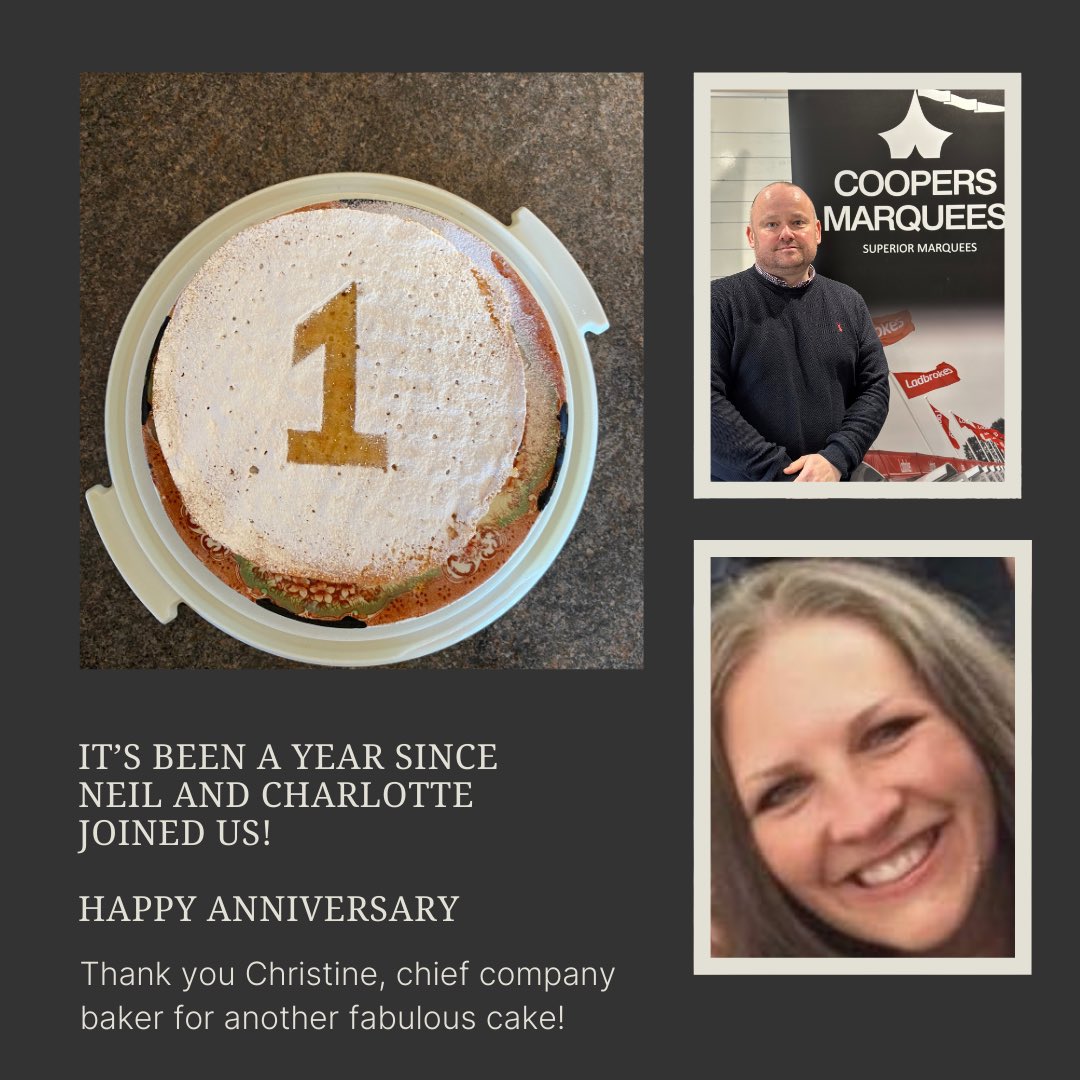 CoopersMarquees's tweet image. Happy 1st anniversary at Coopers Marquees to Neil and Charlotte- where has the time gone! #firstanniversary #oneyear #goodcake #coopersmarquees