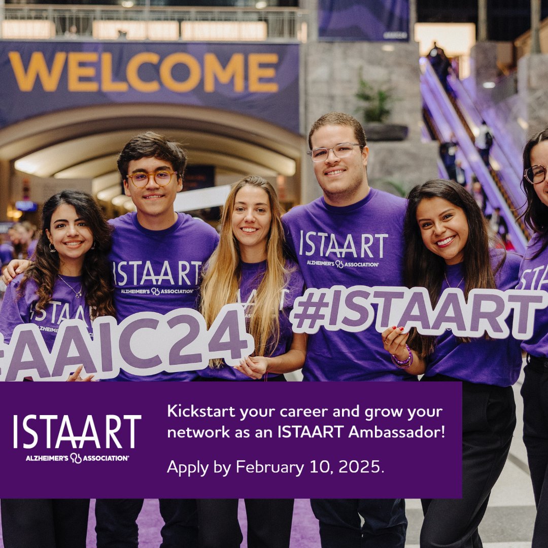 ISTAART (@istaart) on Twitter photo Applications are now open for the ISTAART Ambassador Program 2025-26!
This program offers early-career researchers access to #AAIC25, as well as year-round training, networking, and mentoring opportunities.
Apply by Feb 10, 2025, at alz.org/ISTAARTambassa…!
<a href="/alzassociation/">Alzheimer's Association</a> Applications are now open for the ISTAART Ambassador Program 2025-26!
This program offers early-career researchers access to #AAIC25, as well as year-round training, networking, and mentoring opportunities.
Apply by Feb 10, 2025, at alz.org/ISTAARTambassa…!
<a href="/alzassociation/">Alzheimer's Association</a>