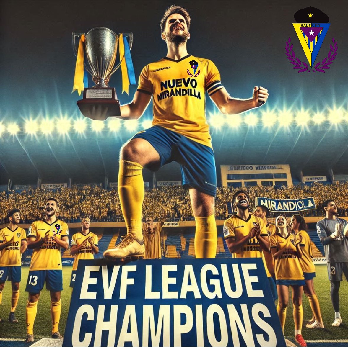 𝗞𝗔𝗗𝗬 𝗖𝗜𝗧𝗬 𝗲𝗦𝗽𝗼𝗿𝘁𝘀 (@kadycity) on Twitter photo 🏆¡𝗖𝗔𝗠𝗣𝗘𝗢𝗡𝗘𝗦 𝗗𝗘 𝗟𝗜𝗚𝗔 𝗘𝗩𝗙!🏆
🤩Anoche nos proclamamos campeones de la Liga de Tercera División de <a href="/Official_EVF/">Elite Virtual Football</a>.
🥇Mantuvimos el liderato durante toda la temporada para conseguir el título liguero y ascenso a segunda división.
#SomosCampeones #EseKadyOe 🏆¡𝗖𝗔𝗠𝗣𝗘𝗢𝗡𝗘𝗦 𝗗𝗘 𝗟𝗜𝗚𝗔 𝗘𝗩𝗙!🏆
🤩Anoche nos proclamamos campeones de la Liga de Tercera División de <a href="/Official_EVF/">Elite Virtual Football</a>.
🥇Mantuvimos el liderato durante toda la temporada para conseguir el título liguero y ascenso a segunda división.
#SomosCampeones #EseKadyOe