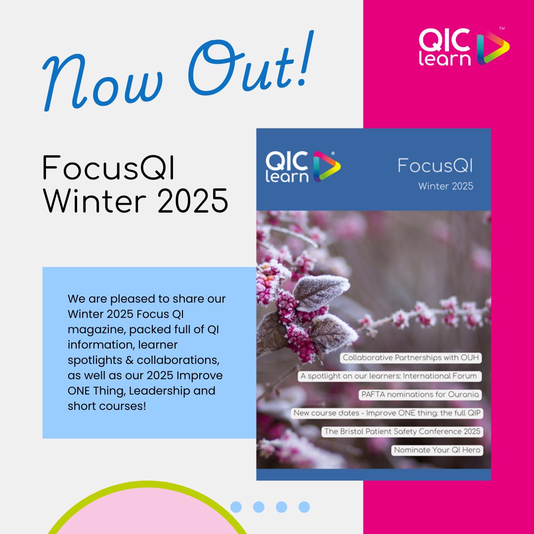 🎉✨ Happy New Year! 

Our Winter 2025 Focus QI Magazine is here, and it’s bursting with QI insights, Learner spotlights, Inspiring collaborations and our 2025 courses!

Find out more: qiclearn.com/focus-qi-winte… 

#HappyNewYear2025 #QualityImprovement #Leadership #PatientSafety
