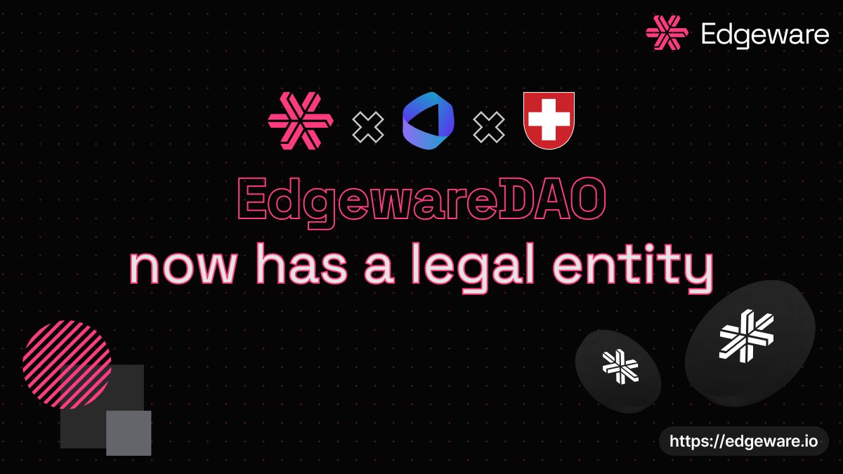 Edgeware (@edgewaredao) on Twitter photo A Decentralized Autonomous Corporation!!
A milestone has been achieved, thanks to <a href="/Bharathcoorg7/">₿harath ₿ R</a>🚀
Yup, Edgeware DAO has procured a legal entity registered as a Swiss Association through @Otoco_io.
Empowering multichain operations, fiat integrations, and sub-treasuries alongside A Decentralized Autonomous Corporation!!
A milestone has been achieved, thanks to <a href="/Bharathcoorg7/">₿harath ₿ R</a>🚀
Yup, Edgeware DAO has procured a legal entity registered as a Swiss Association through @Otoco_io.
Empowering multichain operations, fiat integrations, and sub-treasuries alongside