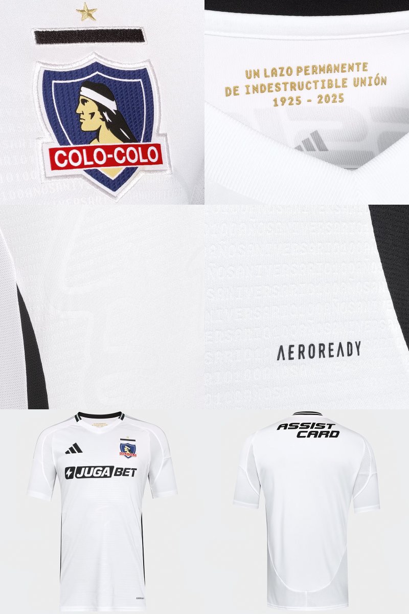 EleteTSC's tweet photo. 🇨🇱⚪️⚫️ @ColoColo presentó su camiseta @adidasfootball 2025.

Gofrado con el rostro del cacique y texto por el centenario del club. Lema conmemorativo dentro del cuello y vivos en negro y plateado. https://t.co/ECVyYS0y67