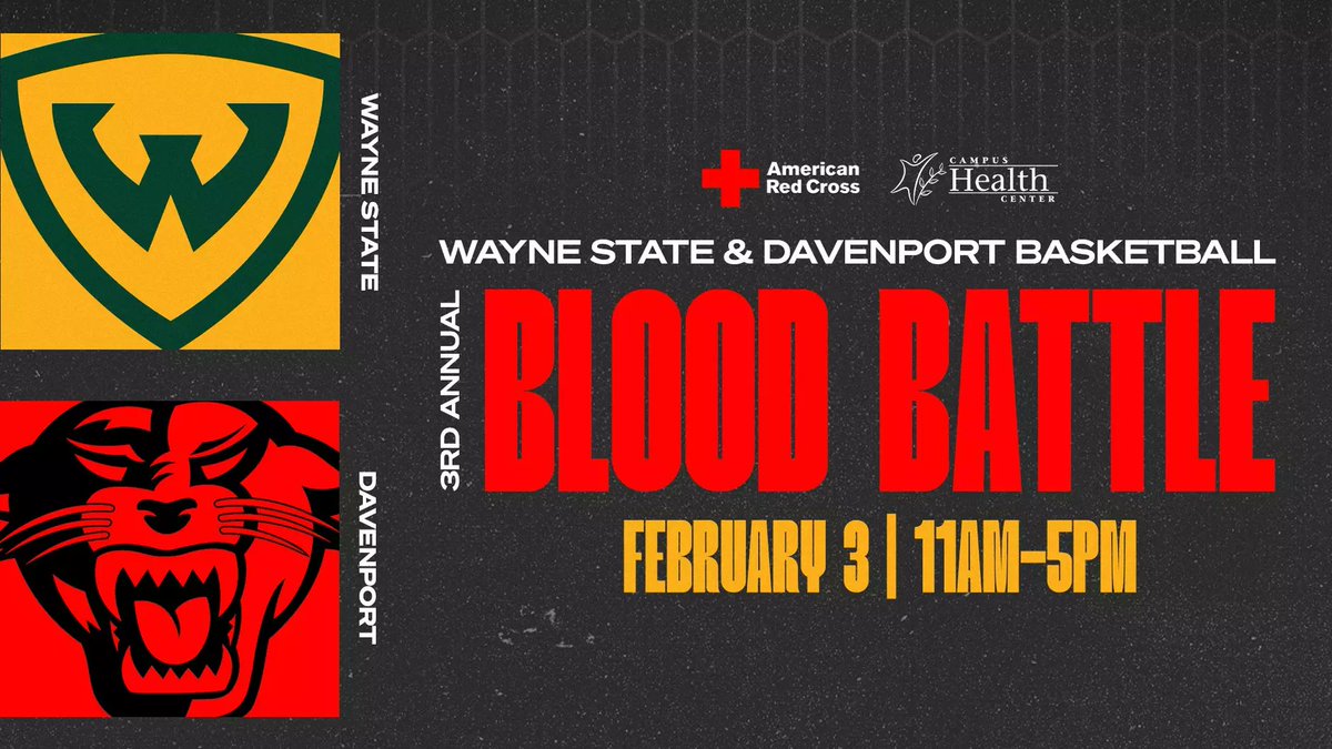 waynestwarriors's tweet photo. #WarriorAD:  WSU Sports Medicine Partners With American Red Cross for Third Annual I-96 Blood Battle

https://t.co/rTxaQAvDp3

#REPthe313 https://t.co/JxlocTEhXr