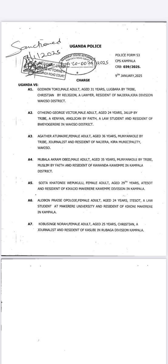 AgoraCFR's tweet image. Bail has been granted at 1 million shillings, non-cash, and the case has been pushed to the 29th of this month. #StopAbuseofPowerUG 
#JudiciaryOnTrial