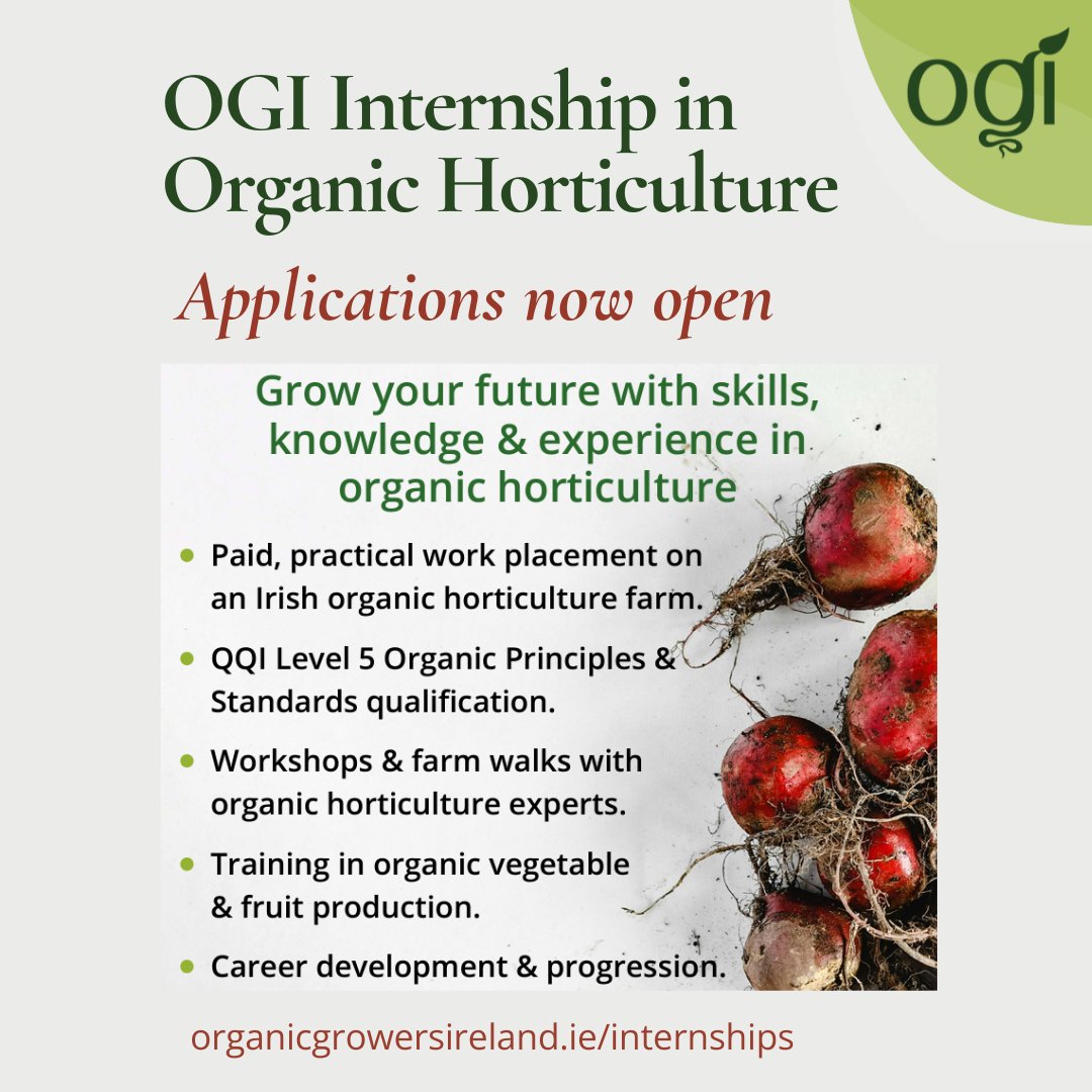 Organic Growers of Ireland (@orggrowersire) on Twitter photo OGI Internship in Organic Horticulture now open. Build your career in organic horticulture with this innovative paid internship & training programme. Apply now on our website. #organic #internship <a href="/agriculture_ie/">Dept of Agriculture, Food and the Marine</a> OGI Internship in Organic Horticulture now open. Build your career in organic horticulture with this innovative paid internship & training programme. Apply now on our website. #organic #internship <a href="/agriculture_ie/">Dept of Agriculture, Food and the Marine</a>