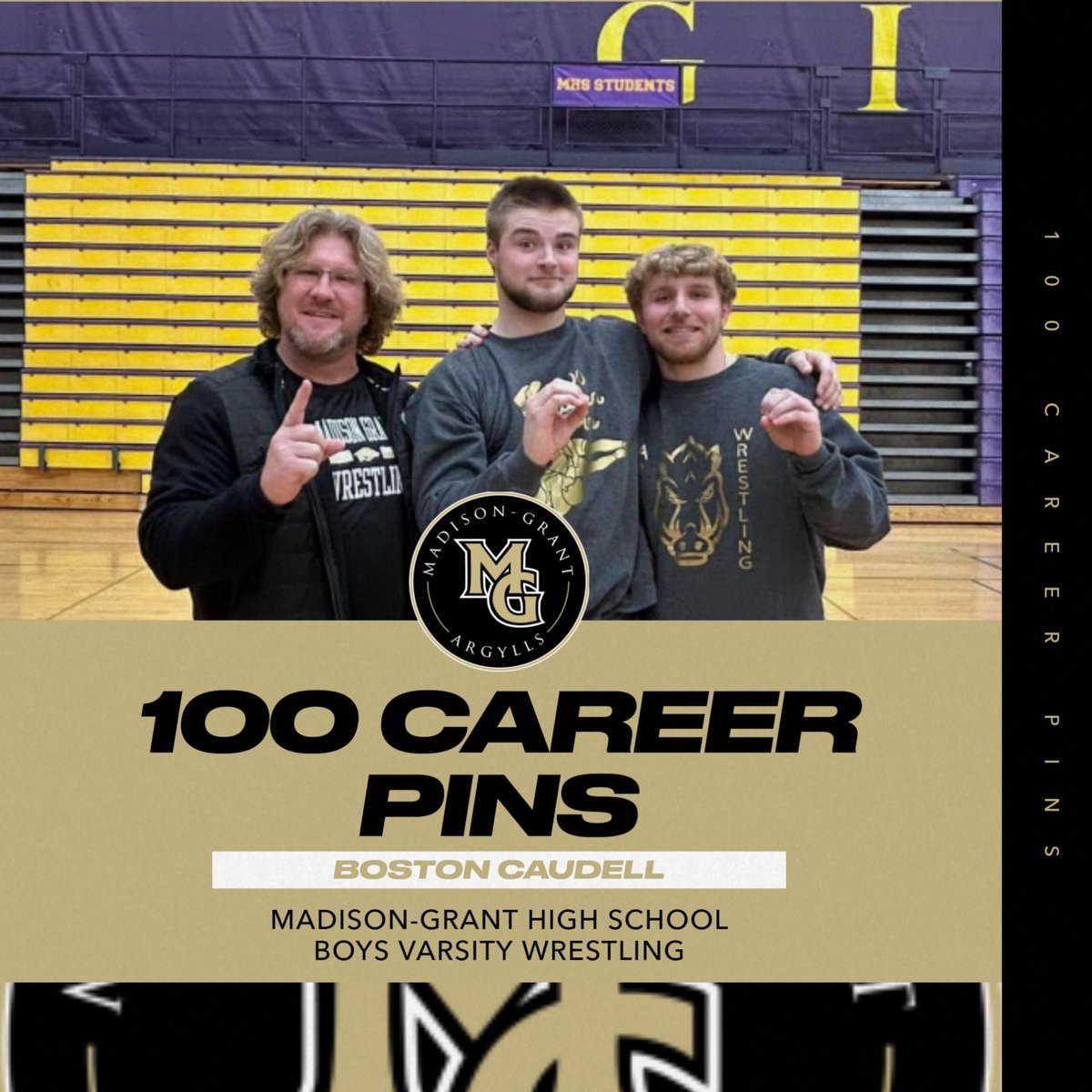 Congratulations to Madison-Grant Senior Boston Caudell for recording is 100th Career Pin yesterday evening in the Argylls match against Marion!  

Way to go Boston! 

#WeAreMG #MightyArgylls
