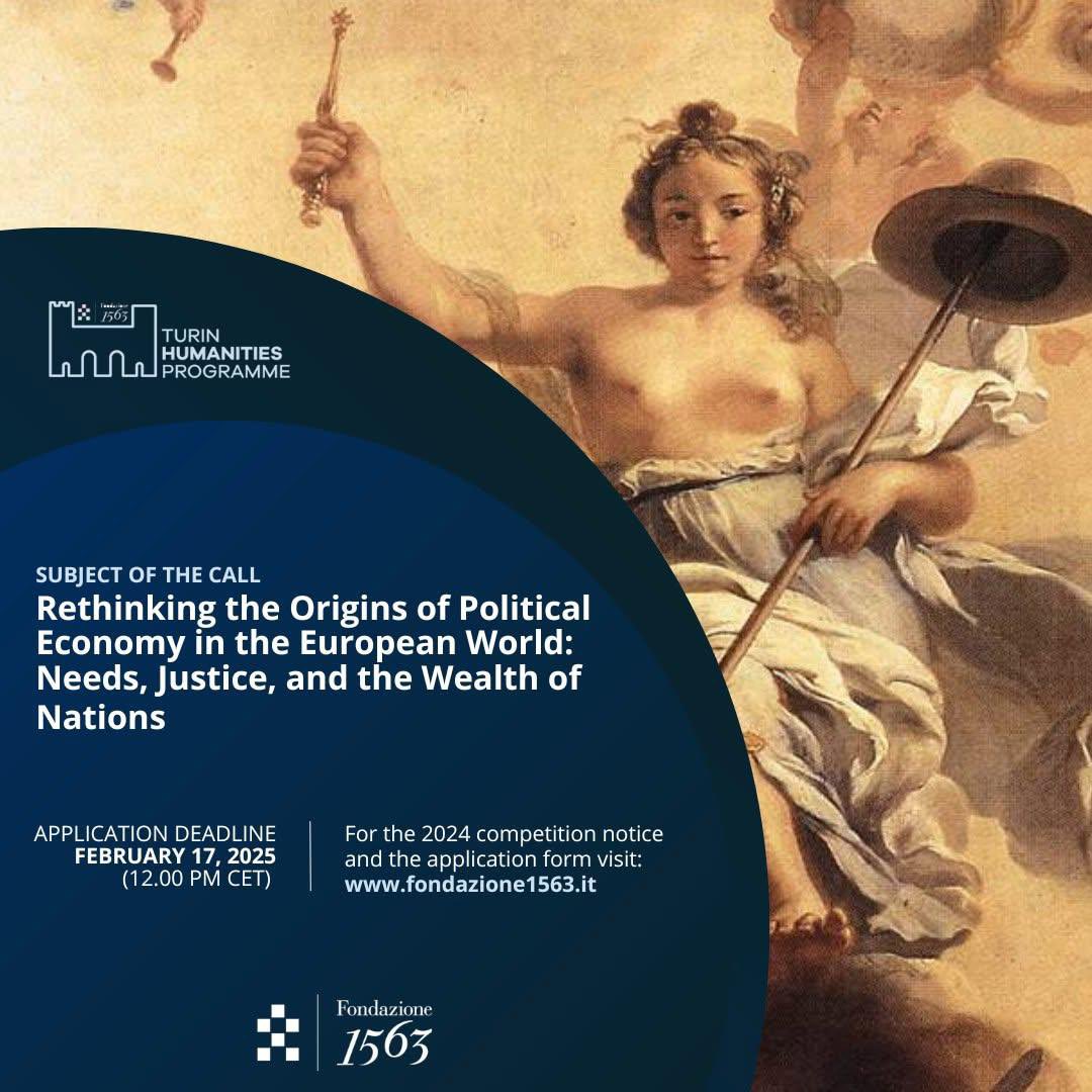 #CallForApplication #TurinHumanitiesProgramme 

The fifth call is online to award up to 4 two-year post doctoral fellowships.

More details at 👉🏻 fondazione1563.it/progetti/en-th… 

#postdoc #research #fellowship  #economichistory #globalhistory
