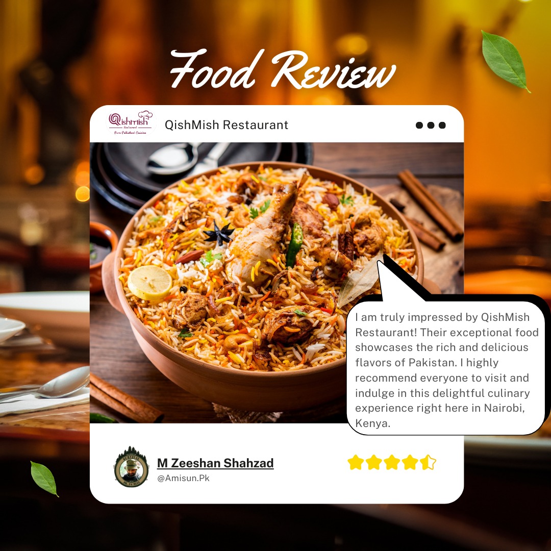 qishmish786's tweet image. 🌟 Rave Reviews from Our Valued Customers! 🌟
Thank you, M Zeeshan Shahzad, for your kind words and for choosing QishMish! ❤️
📍 Location: 3rd Parklands, Nairobi
📞 Contact: +254 782 333 000

#QishMishReviews #PakistaniFlavors #CustomerLove #AuthenticPakistaniCuisine