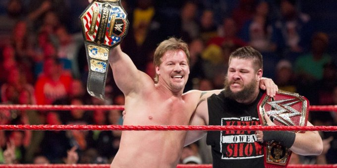 wrestle_hist's tweet photo. 1/9/2017
Chris Jericho & Kevin Owens defeated Roman Reigns in a 2-on-1 Handicap Match to become the new United States Champion on RAW from the Smoothie King Center in New Orleans, Louisiana.
#WWE #WWERaw #ChrisJericho #Y2J #KevinOwens #KO #RomanReigns #HandicapMatch https://t.co/1yKRoOegv6