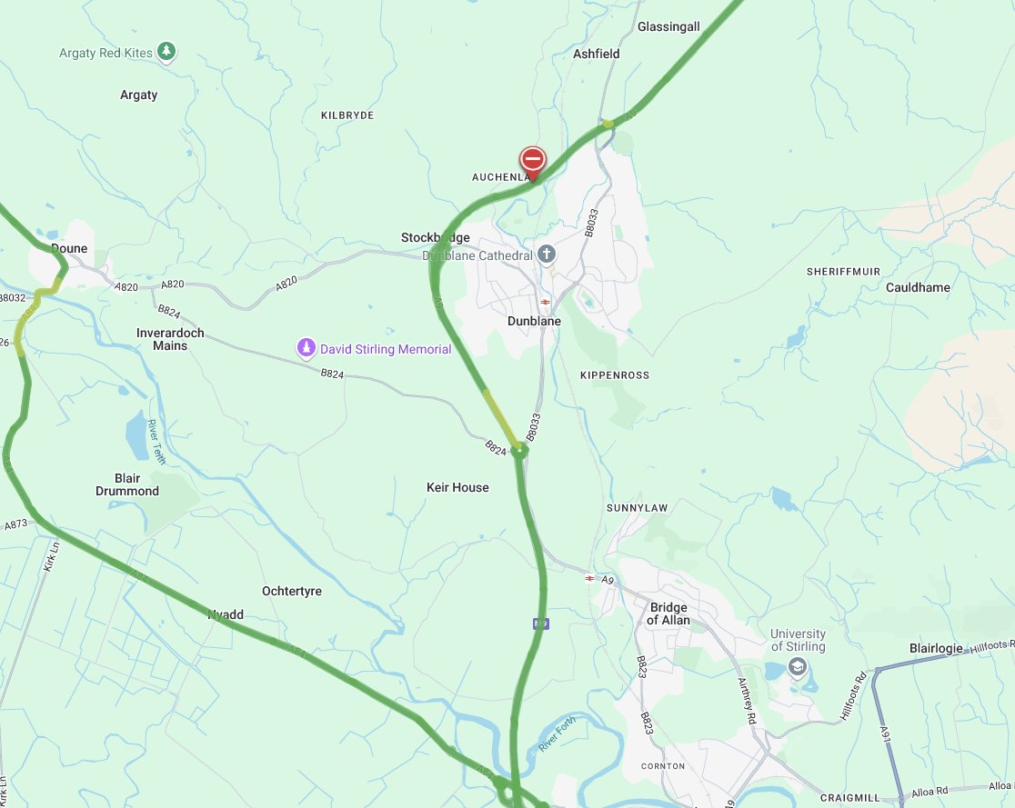 Traffic Scotland (@trafficscotland) on Twitter photo NEWโ โ18:39
๐ฃ๏ธ #A9 Keir Roundabout
โCLOSED Southbound just prior to the Keir Roundabout due to a vehicle fire
๐ Emergency services are at scene
Please #UseAltRoute at this timeโ
<a href="/NETrunkRoads/">Amey NE Trunk Roads</a> NEWโ โ18:39
๐ฃ๏ธ #A9 Keir Roundabout
โCLOSED Southbound just prior to the Keir Roundabout due to a vehicle fire
๐ Emergency services are at scene
Please #UseAltRoute at this timeโ
<a href="/NETrunkRoads/">Amey NE Trunk Roads</a>