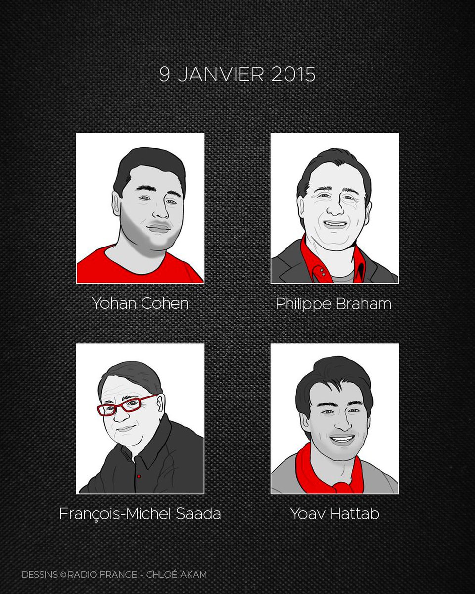 GabrielAttal's tweet photo. Yohan Cohen, Philippe Braham, François-Michel Saada, Yoav Hattab, dix ans après, nous n’oublions ni leurs visages, ni leurs noms.

Ciblés et tués parce que juifs.
Ciblés et tués par le fanatisme islamiste.
A l'heure où les vents mauvais de l'antisémitisme soufflent fort, le combat doit continuer, s'accélérer.
La défense de la République est indissociable de la lutte contre l'antisémitisme. Elle l'est et le restera toujours.