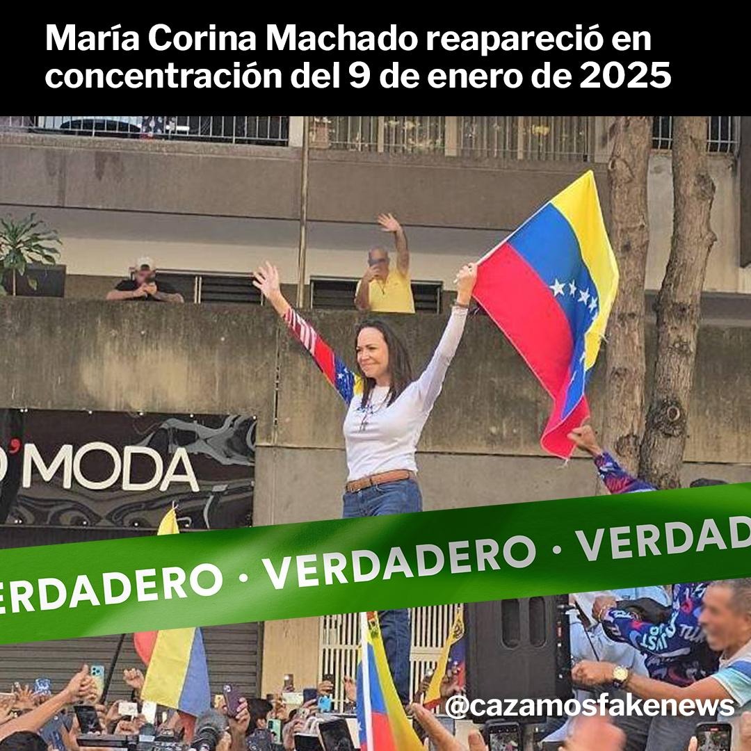 María Corina Machado reapareció en concentración del 9 de enero de 2025

La líder opositora venezolana salió se presentó en la concentración convocada en Chacao, Caracas, alrededor de las 2:15 p. m. (VEN), luego de permanecer más de 130 días bajo resguardo.