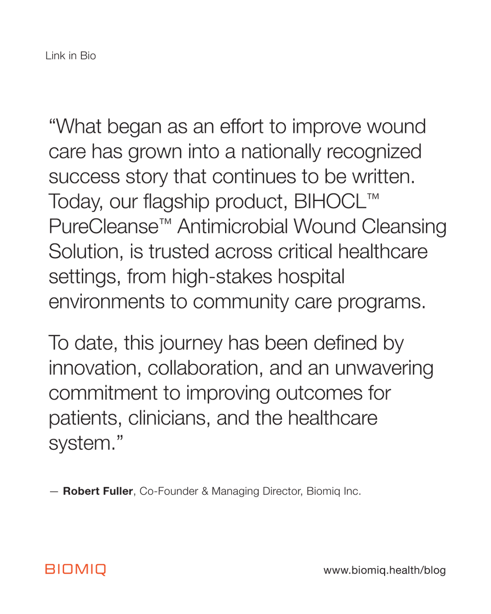 In his article, our Co-Founder, Robert Fuller, reflects on Biomiq's 2024 impact, innovation, collaboration, commitment to better patient outcomes, and our continued growth into 2025.

🔗 hubs.ly/Q031XqMv0

#Biomiq #WoundCare #HealthCare #Innovation #PureCleanse