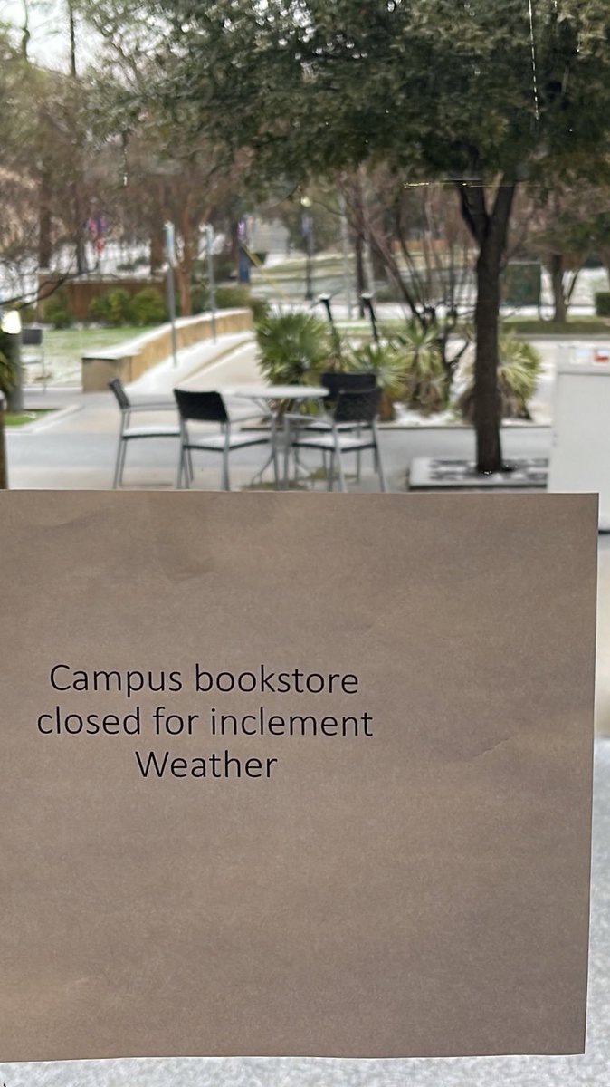 Hey Mavs! The Uta Bookstore is closed Thursday, January ninth due to snow and ice. We hope to open tomorrow, Friday, January 10. Watch our social media feeds and our website for updates. Stay safe and warm!