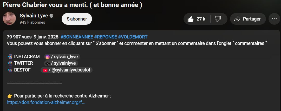 friton01's tweet image. Ça tacle jusque dans la description de la vidéo de Sylvain sur Pierre et la fin de Vilebrequin.