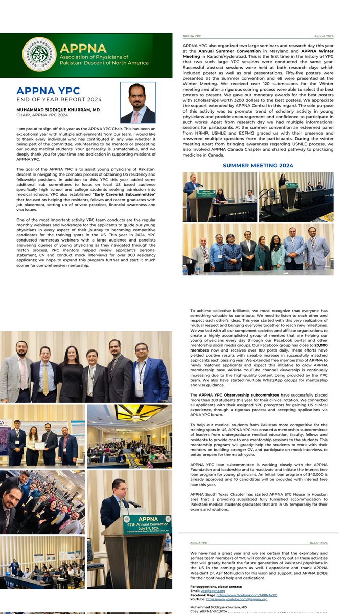 𝗔𝗣𝗣𝗡𝗔 𝗬𝗣𝗖 𝗘𝗻𝗱 𝗼𝗳 𝗬𝗲𝗮𝗿 𝗥𝗲𝗽𝗼𝗿𝘁:
✅ Year Long Mentorship
✅ Observerships
✅ Sessions with Program Directors
✅ Sessions with USMLE, FSMB and ECFMG Leaderships
✅ Loan Program.

-YPC Chair M Siddique Khurram

#Match2025 #MedTwitter #MedEd #USMLE #APPNAYPC