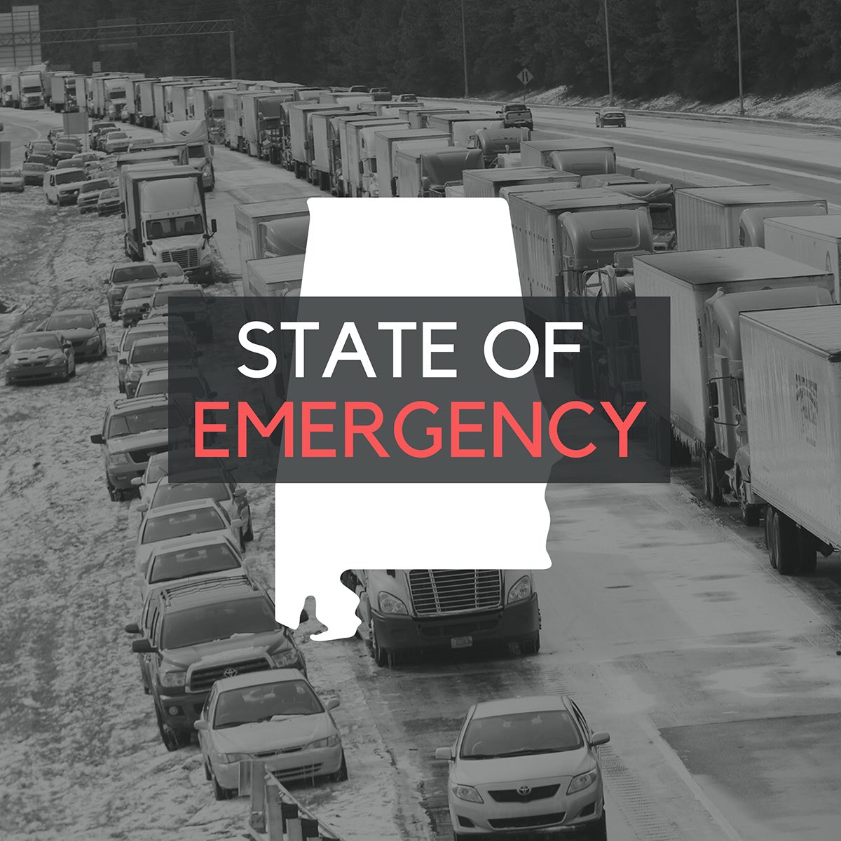 As of 1 p.m., 37 Alabama counties are under a state of emergency. Most are under a winter storm warning to 6 a.m. Saturday. Others under a winter weather advisory until 3 p.m. Friday. Price gouging is prohibited; transportation restrictions eased: bit.ly/3W9l9e0 #alwx