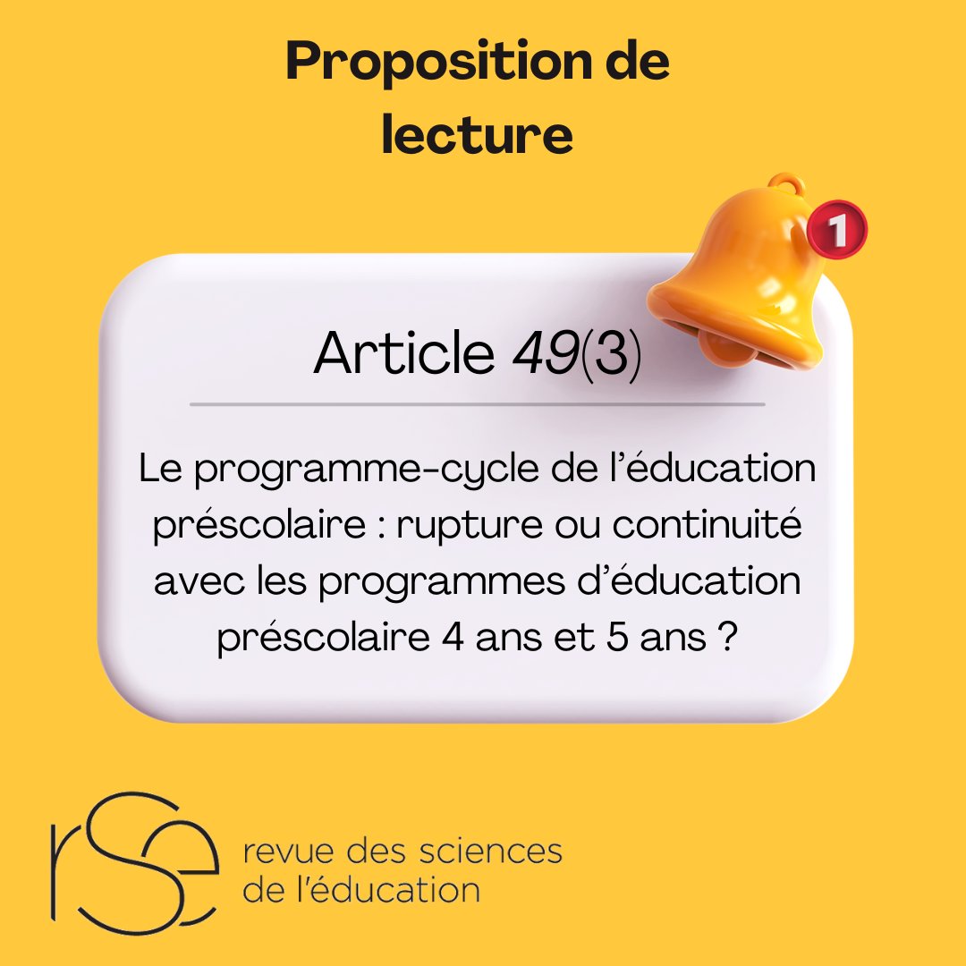 Comment les orientations curriculaires de l’éducation préscolaire au Québec ont-elles évolué ? Une analyse des programmes pour les 4 ans, 5 ans et le programme-cycle de 2020 révèle des tensions entre idéologies reconstructionniste et progressiste.
erudit.org/fr/revues/rse/…