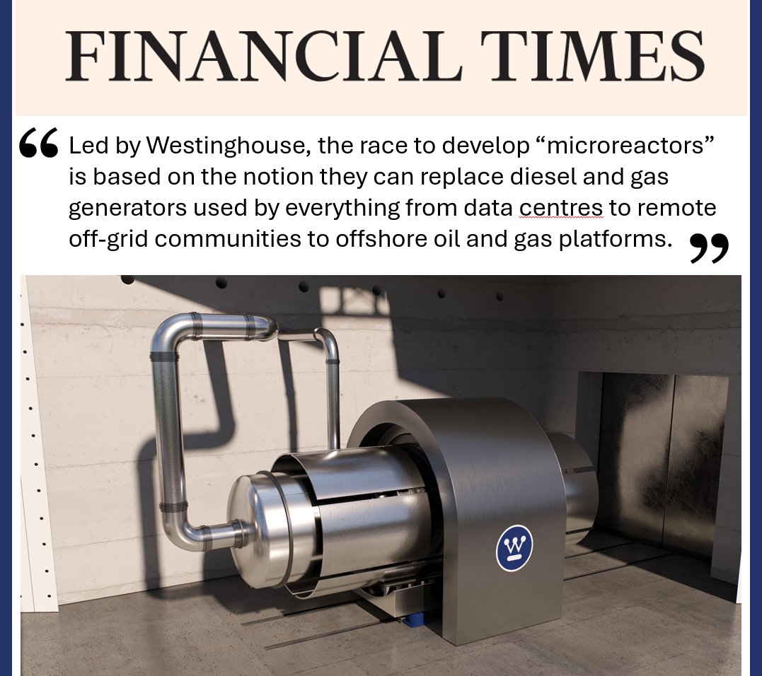 Westinghouse Nuclear (@wecnuclear) on Twitter photo Our eVinci™ microreactor is featured in an <a href="/FT/">Financial Times</a> story published today titled "The rise of nuclear powered batteries"!
Jon Ball, Westinghouse eVinci President, talked with the FT about our microreactor's exciting future helping power data centers, remote communities, mining Our eVinci™ microreactor is featured in an <a href="/FT/">Financial Times</a> story published today titled "The rise of nuclear powered batteries"!
Jon Ball, Westinghouse eVinci President, talked with the FT about our microreactor's exciting future helping power data centers, remote communities, mining