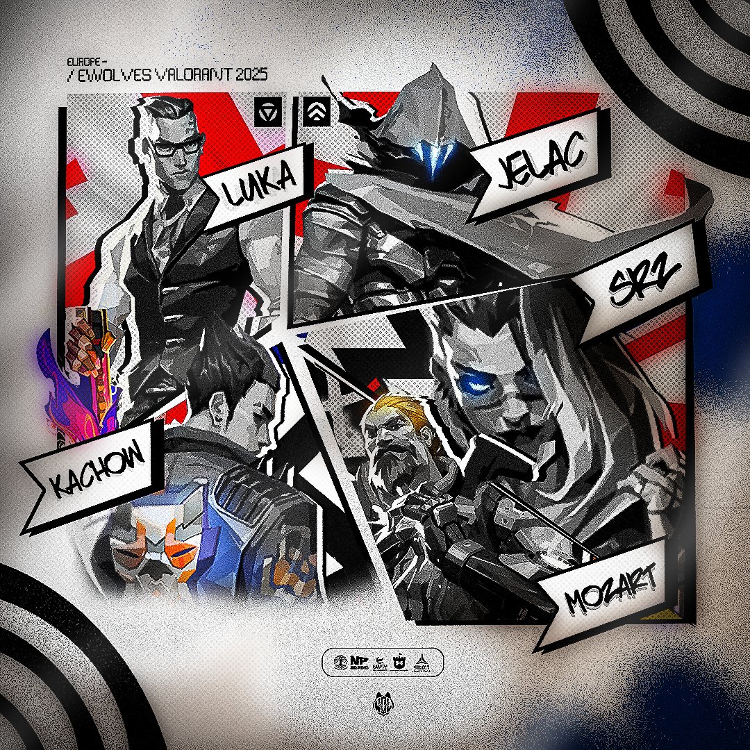 Ewolves' new Valorant roster is here—time for the wolves to pop off, Bang Bang is back! 💥💥

🇩🇪 @mozvlr  - Info initiator
🇬🇪 <a href="/Lukaa_vlr/">Luka</a> - Sentinel
🇬🇧 @KachowVAL - Duelist
🇬🇪 <a href="/jelacvlr/">jelac</a> - Controller
🇬🇧 @S0uRz_val - IGL/Initiator

#GOWOL🐺 | #FOLLOWTHEPACK🌙