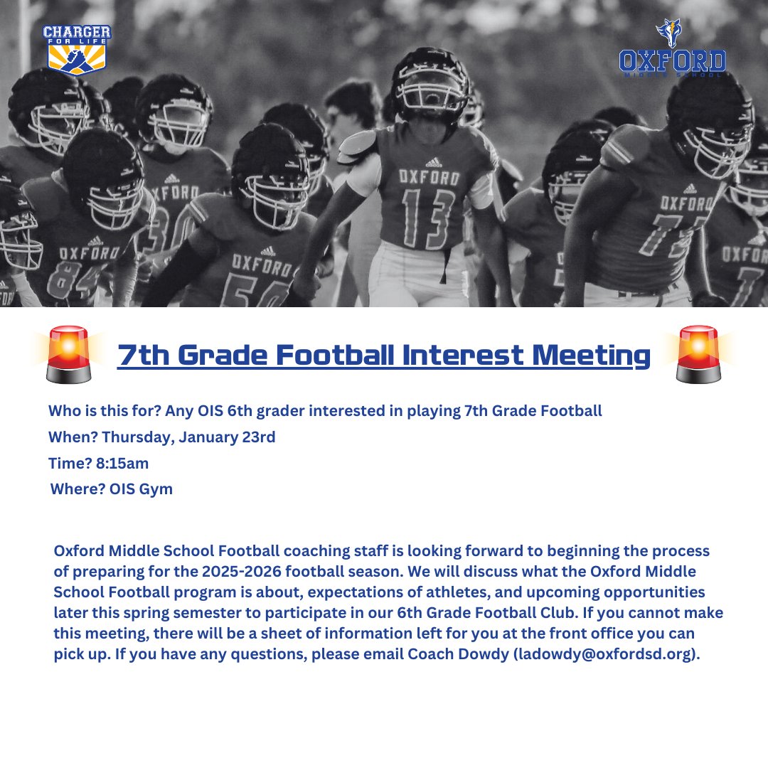 For any 6th grader currently enrolled in the Oxford School District.